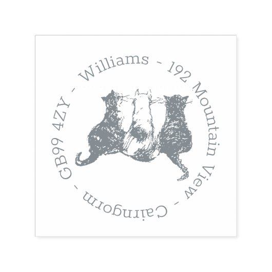 Niedliche Cat Family-Adresse Selbstfarbige Briefma Permastempel (Design)