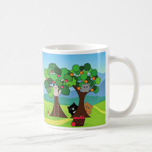 Niedliche Cat Family Besuch des Orchards Kaffeetasse
