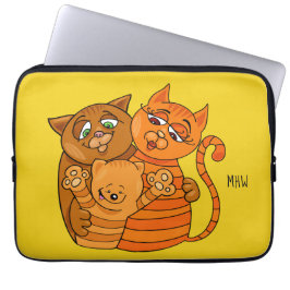 Niedliche Cat Family individuelle Name & Color Lap Laptopschutzhülle