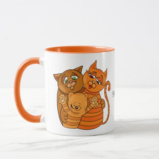 Niedliche Cat Family individuelle Name Tasse (Links)