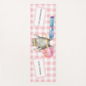 Niedliche Cat Fitness Motivation Pink Gingham Yogamatte (Vorderseite)