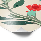 Niedliche Cat Floral Watercolor Fotodruck (Ecke)