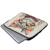 Niedliche Cat Floral Watercolor Laptopschutzhülle (Vorne Knopf)