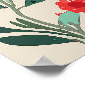 Niedliche Cat Floral Watercolor Poster (Ecke)