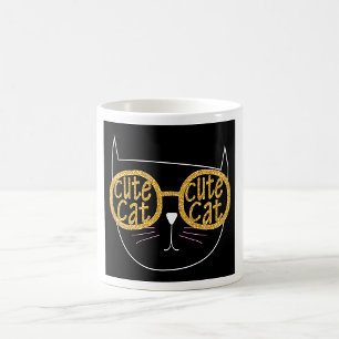 Niedliche Cat Glasses Graphic Gold Glitzer Kitty F Kaffeetasse