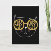 Niedliche Cat Glasses Graphic Gold Glitzer Kitty F Karte (Vorderseite)