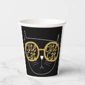 Niedliche Cat Glasses Graphic Gold Glitzer Kitty F Pappbecher (Vorderseite)