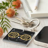 Niedliche Cat Glasses Graphic Gold Glitzer Kitty F Schlüsselanhänger (Vorderseite rechts)