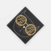 Niedliche Cat Glasses Graphic Gold Glitzer Kitty F Serviette (Ecke)