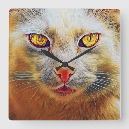 Niedliche Cat Golden Face Wall Uhr (Vorderseite)