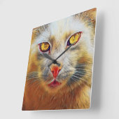 Niedliche Cat Golden Face Wall Uhr (Winkel)