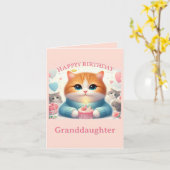 Niedliche Cat Happy Birthday Grandtochter Card Karte (Gelbe Blume)