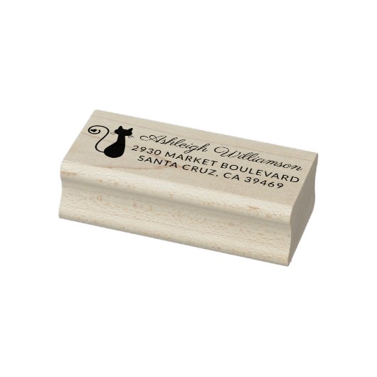 Niedliche Cat & Heart Name Script-Rücksendeadresse Gummistempel (Stempel)