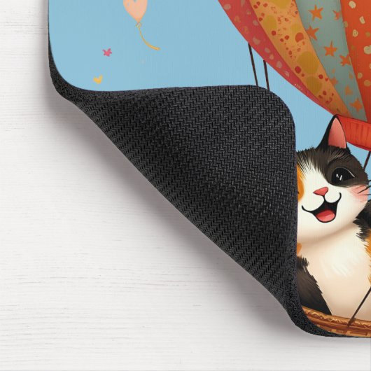 Niedliche Cat Hot Air Ballon Whimsikkunst Mousepad (Ecke)