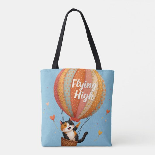 Niedliche Cat Hot Air Ballon Whimsikkunst Tasche (Rückseite)