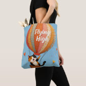 Niedliche Cat Hot Air Ballon Whimsikkunst Tasche (Von Nahem)