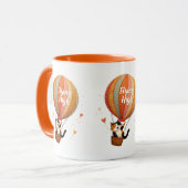 Niedliche Cat Hot Air Ballon Whimsikkunst Tasse (Vorderseite Links)