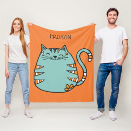 Niedliche Cat individuelle Name- und Farbvlies-Dec Fleecedecke
