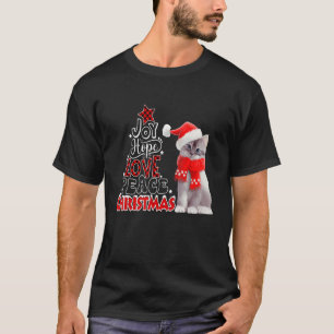 Niedliche Cat Joy Hope Liebe Weihnachtsbaum Holida T-Shirt
