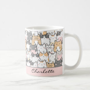 Niedliche Cat Kawaii Muster Kaffeemaschine Tasse