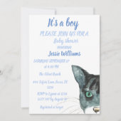 Niedliche Cat Kitten Kitten Blue Baby Dusche Einladung (Vorderseite)