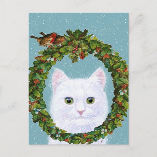 Niedliche Cat Kitten Weihnachtsfeier Postkarte (Vorderseite)