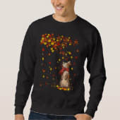 Niedliche Cat Kitty Herbst Herbstlaub Männer Fraue Sweatshirt (Vorderseite)