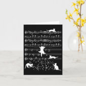 Niedliche Cat Kitty Playing Musiknote Clef Piano M Karte (Gelbe Blume)