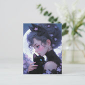 Niedliche Cat Lady Postkarte (Stehend Vorderseite)