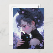 Niedliche Cat Lady Postkarte (Vorne/Hinten)