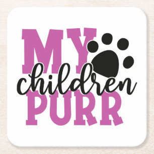 Niedliche Cat Mama schenkt Kindern mit Kitty Paw F Rechteckiger Pappuntersetzer