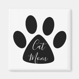 Niedliche Cat Mama Schwarzer Pawprint Magnet