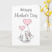 Niedliche Cat Mama und Baby Mother Day Card Karte (Gelbe Blume)