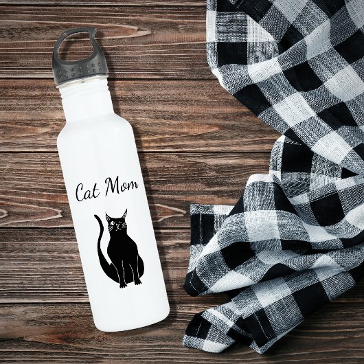 Niedliche Cat Mama Winking Black Kitty Cartoon Edelstahlflasche