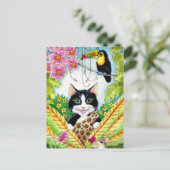 Niedliche Cat Maus Orchid Toucan Postkarte (Stehend Vorderseite)