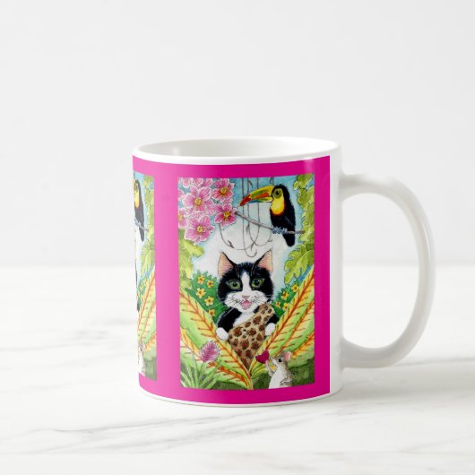 Niedliche Cat-Maus Toucan Herzdschungel Tasse (Rechts)