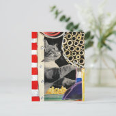 Niedliche Cat Mixed Media Collage Postkarte (Stehend Vorderseite)
