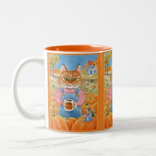 Niedliche Cat Mouse Pumpkin Gewürze Herbst Tasse (Links)