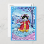 Niedliche Cat Mouse Winter Valentinstag Postkarte (Vorne/Hinten)