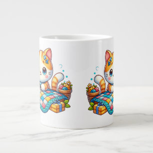 Niedliche Cat-Nähquilt Keramik Tasse