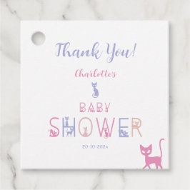 Niedliche Cat Pastel Colour Baby Dusche Geschenkanhänger