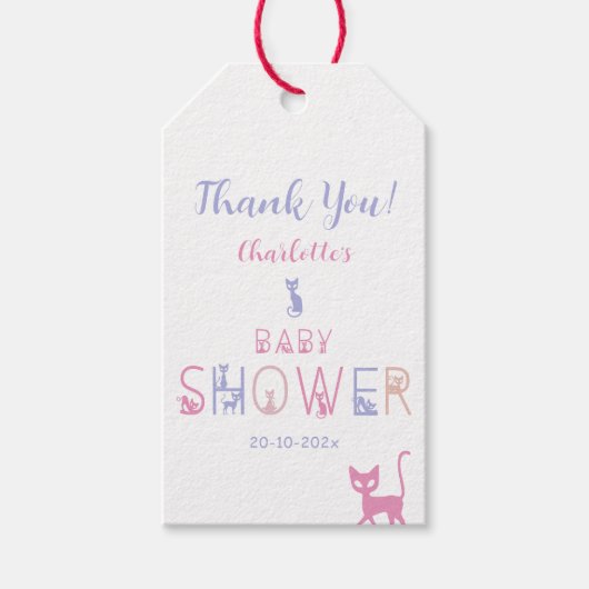 Niedliche Cat Pastel Colour Baby Dusche Geschenkanhänger (Vorderseite)