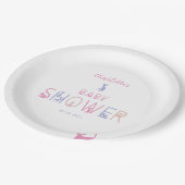 Niedliche Cat Pastel Colour Baby Dusche Pappteller (Schrägansicht)