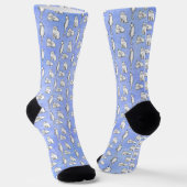 Niedliche Cat Pattern Blue Novelty Socken (Gewinkelt)