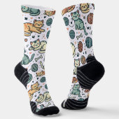 Niedliche Cat Pattern Socken - Adortable Feline De (Gewinkelt)