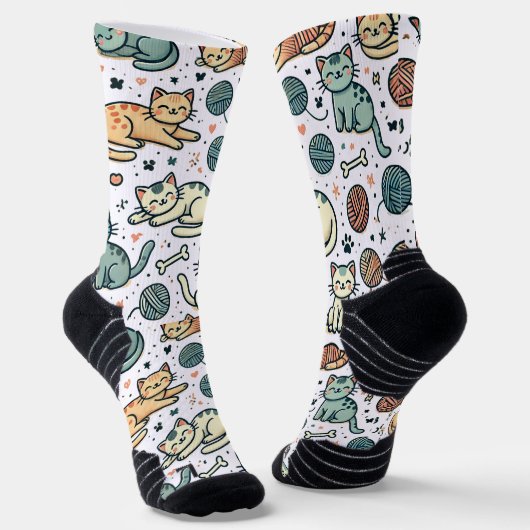 Niedliche Cat Pattern Socken - Adortable Feline De (Gewinkelt)