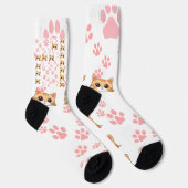 Niedliche Cat & Paw Drucksocken, Crew Socken (Rechts)