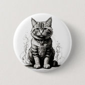 Niedliche Cat Pencil Sketch Button (Vorderseite)