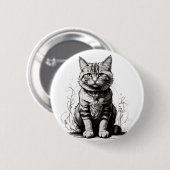 Niedliche Cat Pencil Sketch Button (Vorne & Hinten)