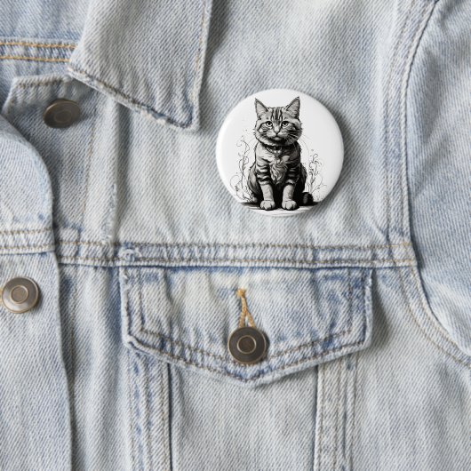 Niedliche Cat Pencil Sketch Button (Beispiel)